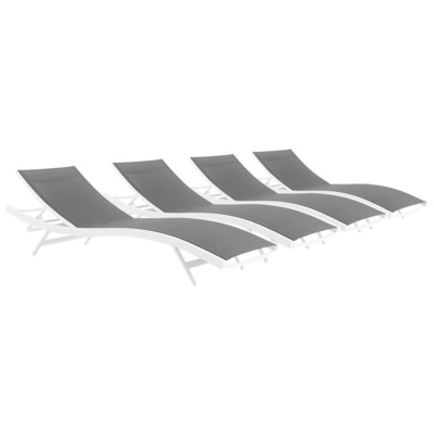 Modway Furniture Outdoor Beds, Gray,GreyWhite,snow, Aluminum Frame,Aluminum,Aluminum, Synthetic Weave,WHITE, Aluminum, Chaise,Chair, Daybeds and Lounges, 889654998822, EEI-4039-WHI-GRY