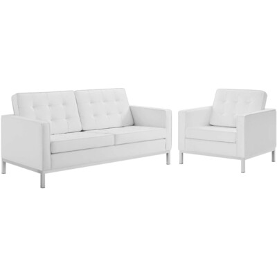 Modway Furniture Loft Tufted Upholstered Faux Leather Loveseat and Armchair Set by Modway, 889654997849, EEI-4102