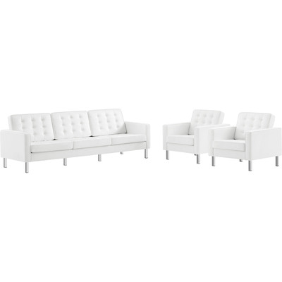 Modway Furniture Loft 3-Piece Tufted Vegan Leather Furniture Set by Modway, 889654994480, EEI-4105