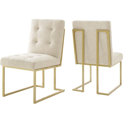 Modway Furniture Privy Gold Stainless Steel Upholstered Fabric Dining Accent Chair Set of 2 by Modway, 889654996859, EEI-4151
