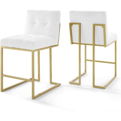Modway Furniture Privy Gold Stainless Steel Upholstered Fabric Counter Stool Set of 2 by Modway, 889654996668, EEI-4154