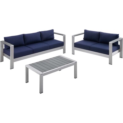 Modway Furniture Shore 3 Piece Sunbrella® Fabric Outdoor Patio Aluminum Set by Modway, 889654954101, EEI-4313