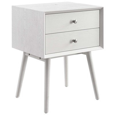 Modway Furniture Ember Wood Nightstand With USB Ports EEI-4343-WHI-WHI