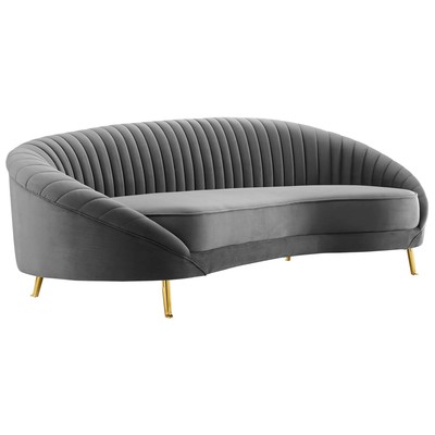 Modway Furniture Camber Channel Tufted Performance Velvet Sofa EEI-4405-GRY