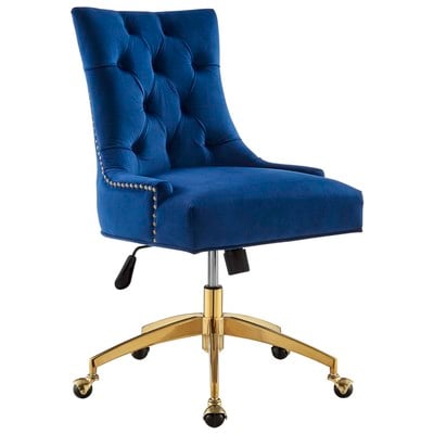 Modway Furniture Office Chairs, Swivel, Chrome,Metal,Steel,Stainless Steel,Metal,AluminumNylon, Metal,Aluminum,Chrome,Stainless Steel,SteelVelvet, Office Chairs, 889654969778, EEI-4571-GLD-NAV