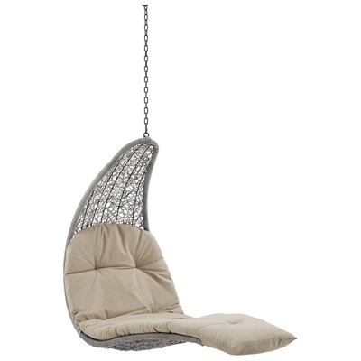Modway Furniture Landscape Hanging Chaise Lounge Outdoor Patio Swing Chair EEI-4589-LGR-BEI