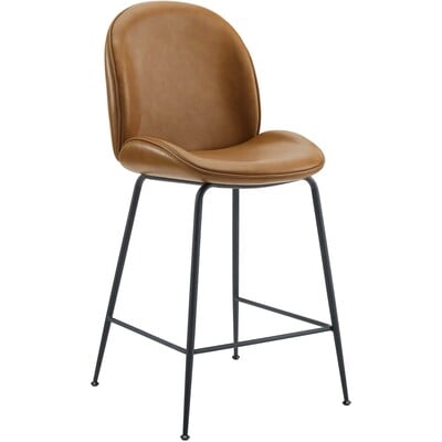 Modway Furniture Scoop Black Powder Coated Steel Leg Vegan Leather Counter Stool by Modway, 889654968542, EEI-4638