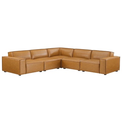 Modway Furniture Restore 5-Piece Vegan Leather Sectional Sofa EEI-4712-TAN