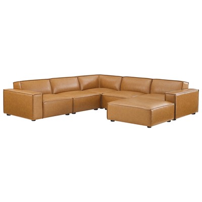 Modway Furniture Restore 6-Piece Vegan Leather Sectional Sofa EEI-4714-TAN