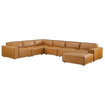 Modway Furniture Restore 7-Piece Vegan Leather Sectional Sofa EEI-4716-TAN