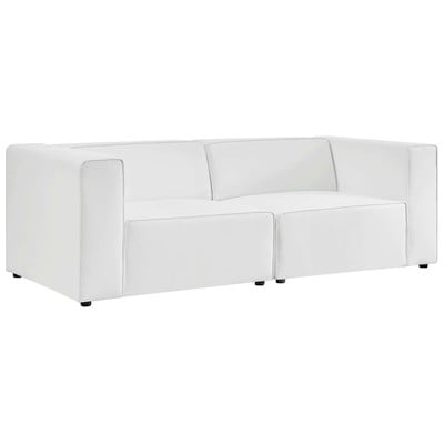 Modway Furniture Mingle Vegan Leather 2-Piece Sectional Sofa Loveseat EEI-4788-WHI