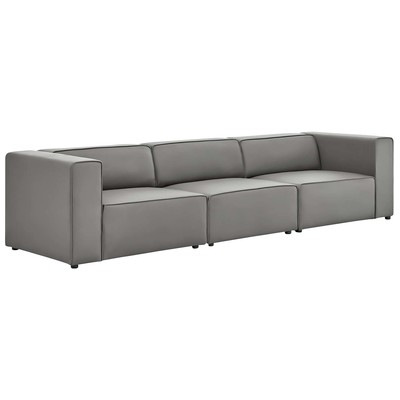 Modway Furniture Mingle Vegan Leather 3-Piece Sectional Sofa EEI-4789-GRY
