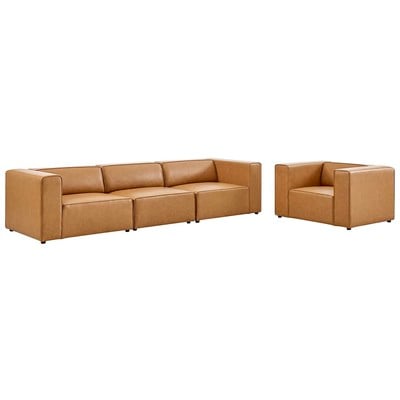 Modway Furniture Mingle Vegan Leather Sofa and Armchair Set EEI-4791-TAN