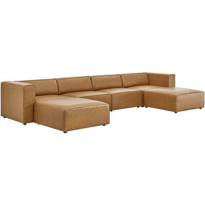 Modway Furniture Mingle 4-Piece Vegan Leather Sofa and 2 Ottomans Set by Modway, 889654944690, EEI-4794