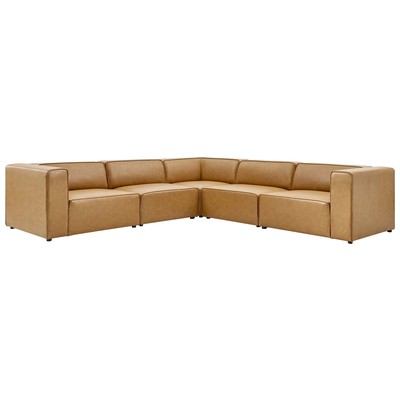 Modway Furniture Mingle Vegan Leather 5-Piece Sectional Sofa EEI-4795-TAN