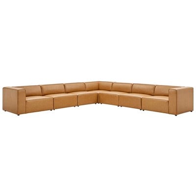Modway Furniture Mingle Vegan Leather 7-Piece Sectional Sofa EEI-4798-TAN