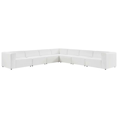 Modway Furniture Mingle Vegan Leather 7-Piece Sectional Sofa EEI-4798-WHI