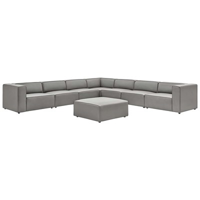Modway Furniture Mingle Vegan Leather 8-Piece Sectional Sofa Set EEI-4799-GRY