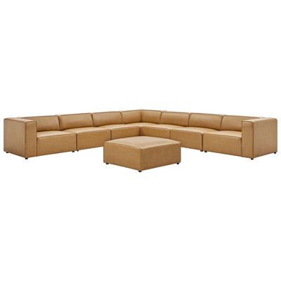 Modway Furniture Mingle Vegan Leather 8-Piece Sectional Sofa Set EEI-4799-TAN