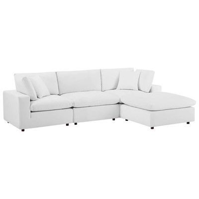 Modway Furniture Commix Down Filled Overstuffed Performance Velvet 4-Piece Sectional Sofa EEI-4818-WHI