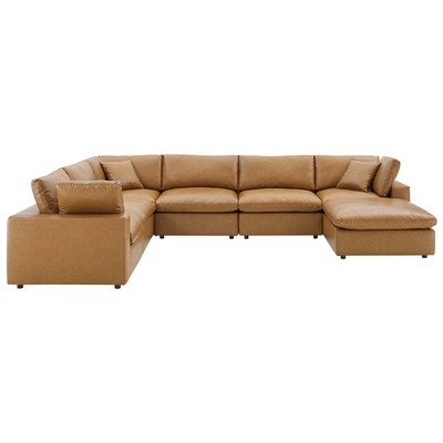 Modway Furniture Commix Down Filled Overstuffed Vegan Leather 7-Piece Sectional Sofa EEI-4922-TAN