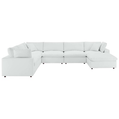 Modway Furniture Commix Down Filled Overstuffed Vegan Leather 7-Piece Sectional Sofa EEI-4922-WHI
