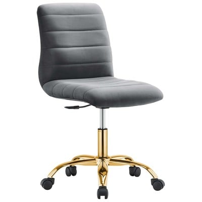 Modway Furniture Ripple Armless Performance Velvet Office Chair EEI-4972-GLD-GRY