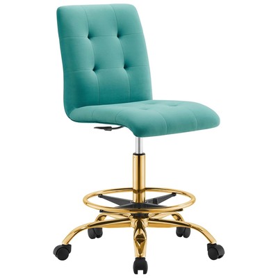 Modway Furniture Prim Armless Performance Velvet Drafting Chair EEI-4977-GLD-TEA