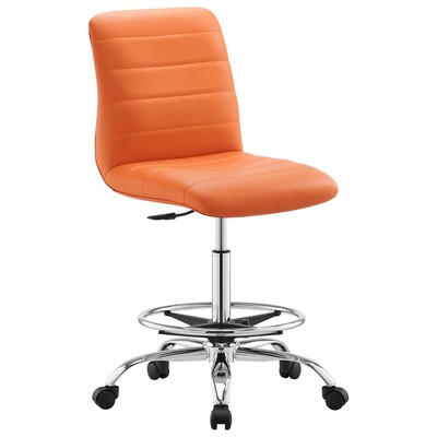 Modway Furniture Ripple Armless Vegan Leather Drafting Chair EEI-4980-SLV-ORA