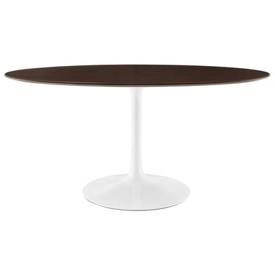 Modway Furniture Dining Room Tables, Oval,Pedestal, Metal,Aluminum,BRONZE,Iron,Gunmetal,Steel,TITANIUMWALNUT,White,Wood,MDF,Plywood,Oak, Bar and Dining Tables, 889654925774, EEI-5194-WHI-CHE,Standard (28-33 in)