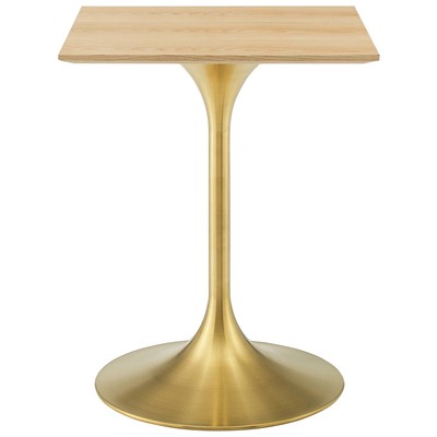 Modway Furniture Dining Room Tables, Square, Gold,Metal,Aluminum,BRONZE,Iron,Gunmetal,Steel,TITANIUMNatural,Wood,MDF,Plywood,Oak, Bar and Dining Tables, 889654943228, EEI-5219-GLD-NAT,Standard (28-33 in)