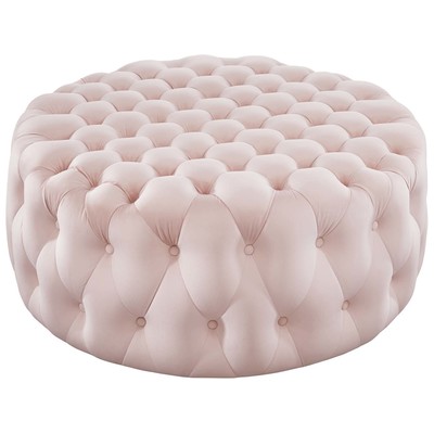 Modway Furniture Ottomans and Benches, Pink,Fuchsia,blush, Round, Sofas and Armchairs, 889654948254, EEI-5469-PNK