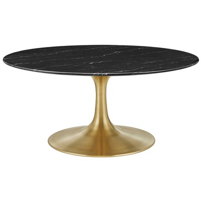 Modway Furniture Coffee Tables, Round,Square, Glass,Marble,Metal,Iron,Steel,Aluminum,Alu+ PE wicker+ glass, Tables, 889654942412, EEI-5521-GLD-BLK,Standard (14 - 22 in.)