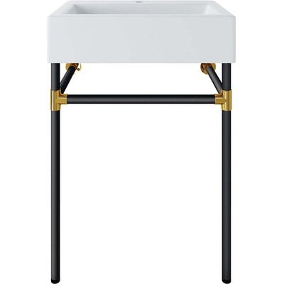 Modway Furniture Redeem 24 inch Wall-Mount Black Stainless Steel Bathroom Vanity by Modway, 889654236016, EEI-5537