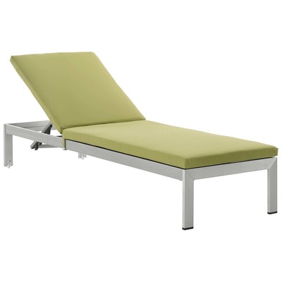Modway Furniture Shore Outdoor Patio Aluminum Chaise with Cushions EEI-5547-SLV-PER