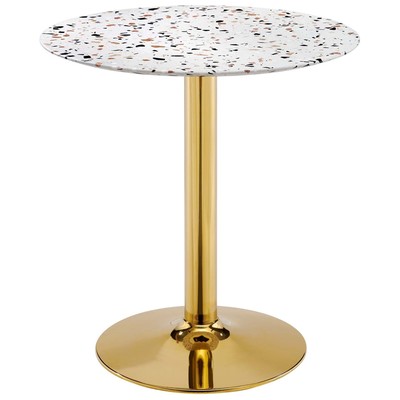 Modway Furniture Dining Room Tables, Pedestal,Round, Gold,Metal,Aluminum,BRONZE,Iron,Gunmetal,Steel,TITANIUMWhite, Bar and Dining Tables, 889654234173, EEI-5701-GLD-WHI,Standard (28-33 in)