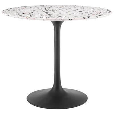 Modway Furniture Dining Room Tables, Pedestal,Round, Black,Metal,Aluminum,BRONZE,Iron,Gunmetal,Steel,TITANIUMWhite, Bar and Dining Tables, 889654234852, EEI-5716-BLK-WHI,Standard (28-33 in)