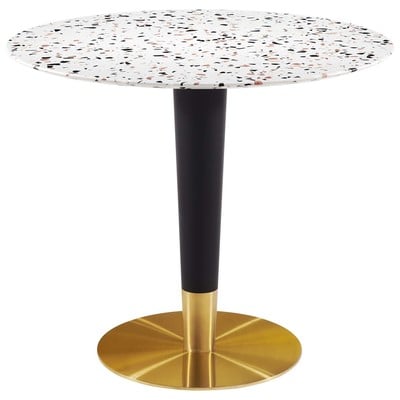 Modway Furniture Dining Room Tables, Pedestal,Round, Black,Gold,White, Bar and Dining Tables, 889654234876, EEI-5718-GLD-WHI,Standard (28-33 in)