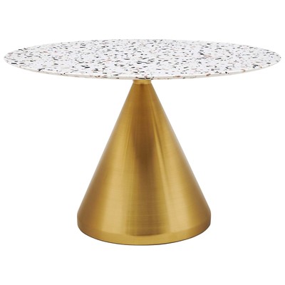 Modway Furniture Dining Room Tables, Pedestal,Round, Gold,Metal,Aluminum,BRONZE,Iron,Gunmetal,Steel,TITANIUMWhite, Bar and Dining Tables, 889654235026, EEI-5733-GLD-WHI,Standard (28-33 in)