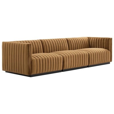 Modway Furniture Conjure Channel Tufted Performance Velvet Sofa EEI-5765-BLK-COG