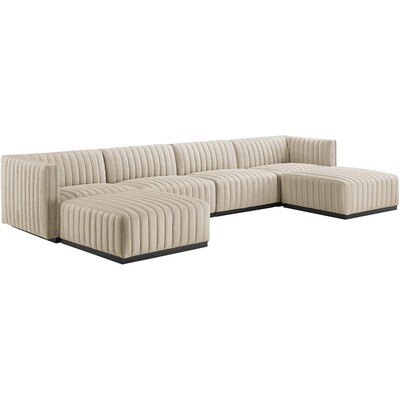 Modway Furniture Conjure 6-Piece Channel Tufted Upholstered Fabric Sectional Sofa by Modway, 889654254195, EEI-5790