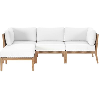 Modway Furniture Clearwater 4-Piece Outdoor Patio Teak Wood Sectional Sofa by Modway, 889654273110, EEI-6121