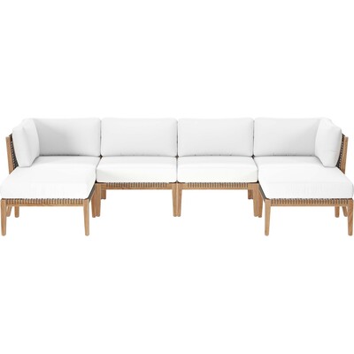 Modway Furniture Clearwater 6-Piece Outdoor Patio Teak Wood Sectional Sofa by Modway, 889654273158, EEI-6122