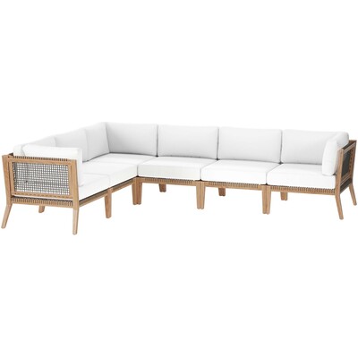 Modway Furniture Clearwater 6-Piece Outdoor Patio Teak Wood Sectional Sofa by Modway, 889654273271, EEI-6125