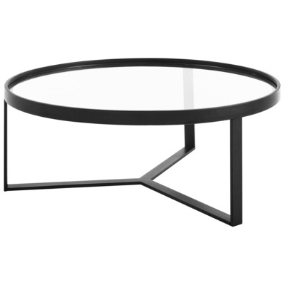 Modway Furniture Coffee Tables, Round, Glass, Tables, 889654239215, EEI-6155-BLK,Low (under 14 in.)