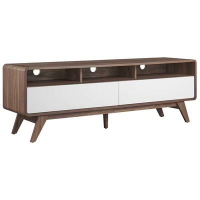 Modway Furniture TV Stands-Entertainment Centers, White,snow, Wood,MDF, FURNITURE,TV Stand, Walnut,White, Decor, 889654258650, EEI-6231-WAL-WHI,Standard (48 - 67 in)