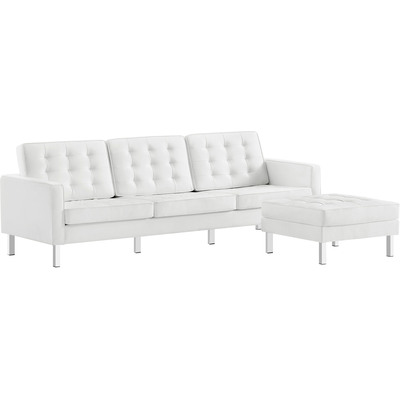 Modway Furniture Loft Tufted Vegan Leather Sofa and Ottoman Set by Modway, 889654277620, EEI-6410