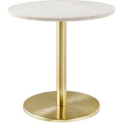 Modway Furniture Viva Round White Marble Side Table by Modway, 889654282228, EEI-6609
