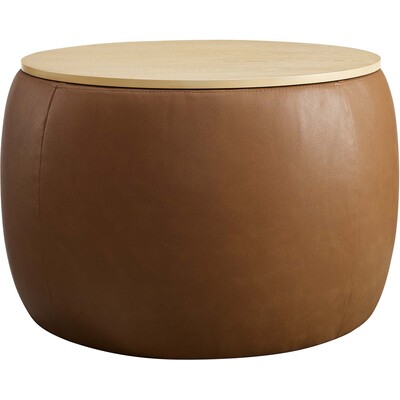 Modway Furniture Perla Round Vegan Leather Storage Ottoman by Modway, 889654283492, EEI-6687