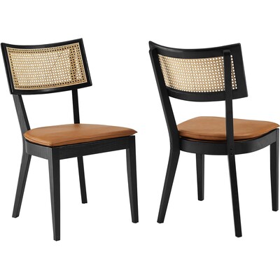 Modway Furniture Caledonia Vegan Leather Upholstered Wood Dining Chairs Set of 2 by Modway, 889654284550, EEI-6732